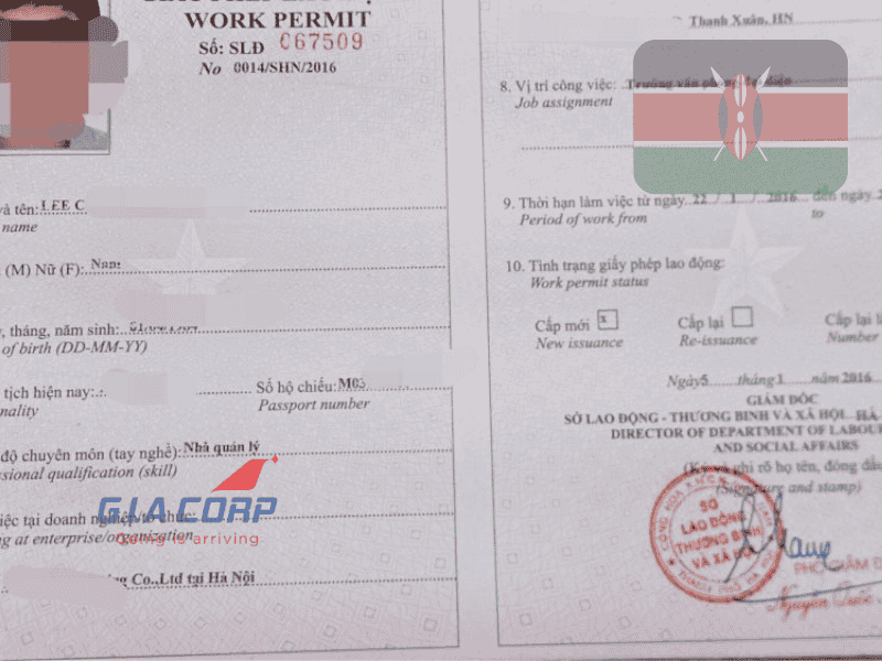 Giấy Phép Lao Động Cho Người Kenya Tại Việt Nam 2026 | G.I.A CORP